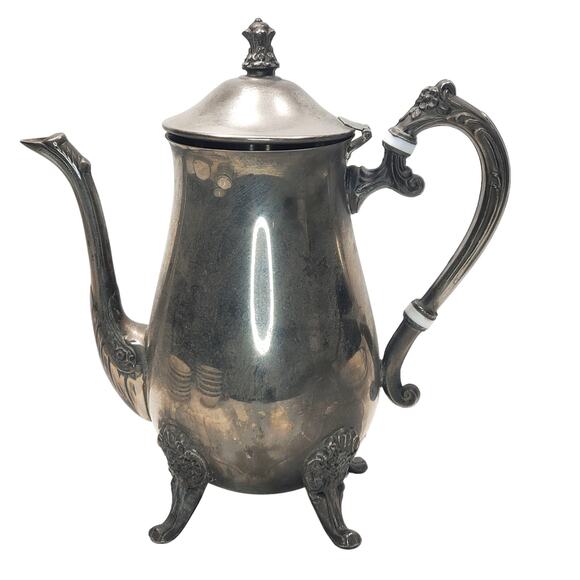 Antique Silver Plated Footed Teapot 2 Sizes Tableware Decorative 9" Tall - Picture 2 of 16